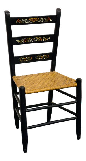 Vintage Hitchcock Style Hand-Painted Ladder-Back Chair