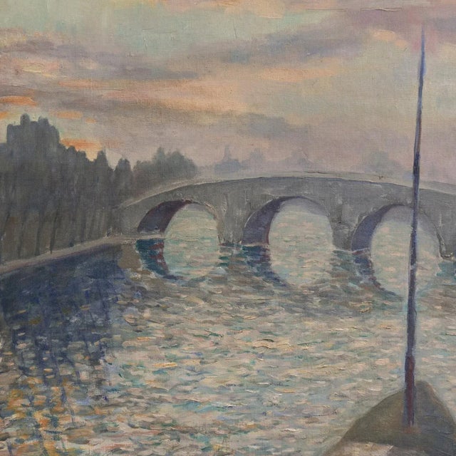 Textile 'Sunset, Paris' by Misha Podryski, 1934, Russian-American, New York, Artist's Union, National Art Club For Sale - Image 7 of 13