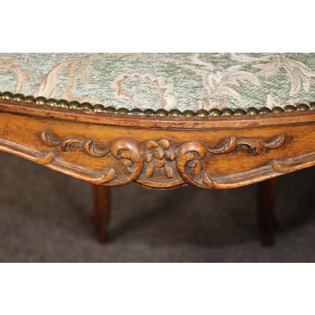 Wood Pair Antique French Art Noveau Carved Wood Cane Back Armchairs For Sale - Image 7 of 9