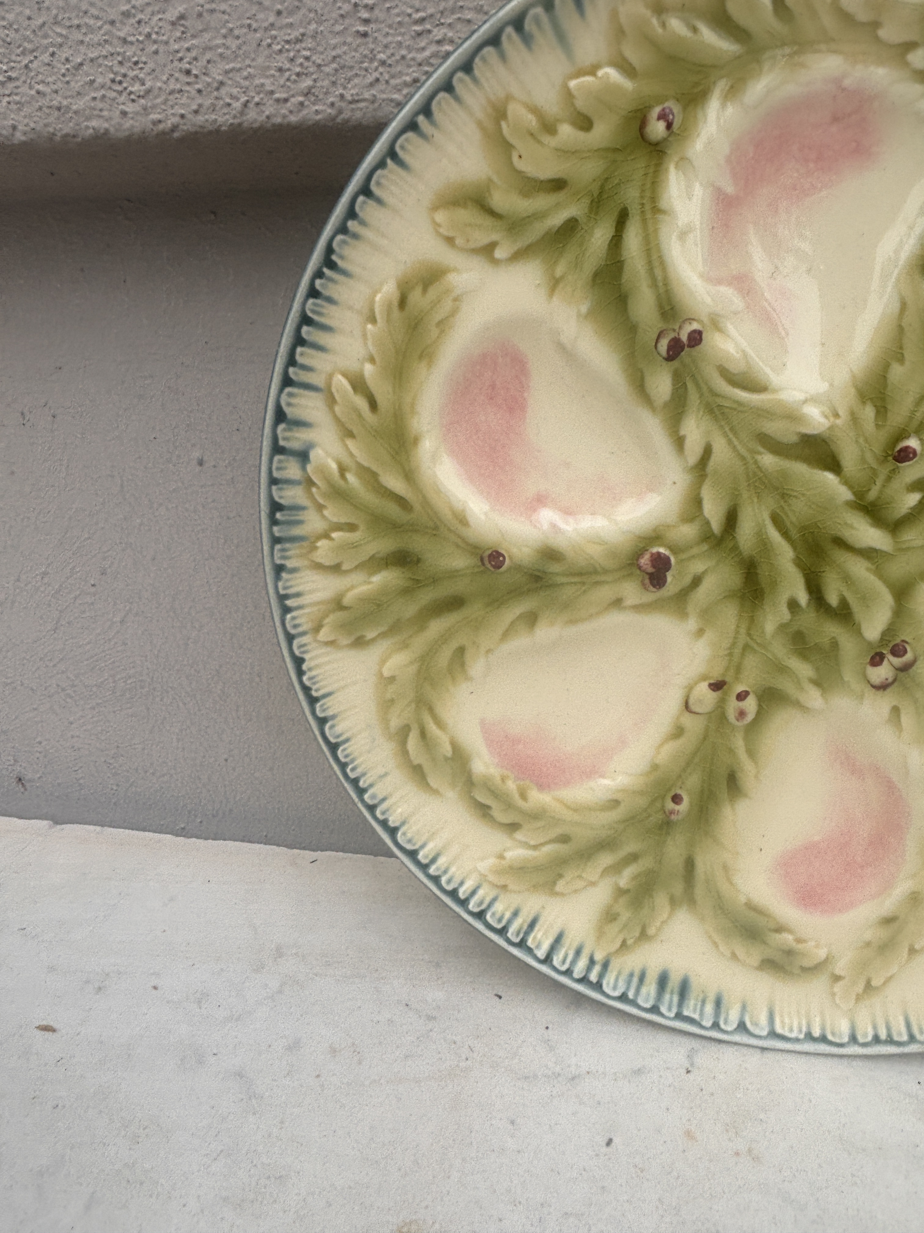 French Majolica Oyster Plate Choisy-Le-Roi, Circa 1880 | Chairish
