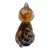 1980s Murano Style Amber With Blue & White Swirl Art Glass Cat Figurine For Sale