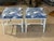 Vintage Pair Faux Bamboo Metal Benches Ottomans Stools Blue & White Palms For Sale - Image 10 of 12