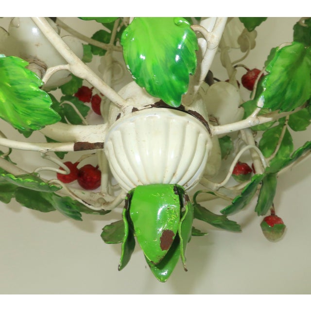 Italian Tole Strawberry Birdcage Chandelier Lantern Light, c.1960 For Sale - Image 13 of 13