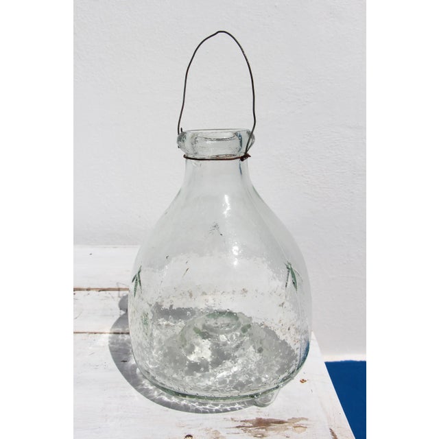 Glass 1980s Vintage French Fly Trap Glass Bottle With Relief Decoration For Sale - Image 7 of 13