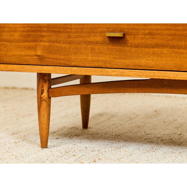 Wood 1960s Broyhill Sculptra Mid Century Walnut Six Drawer Lowboy Dresser For Sale - Image 7 of 11