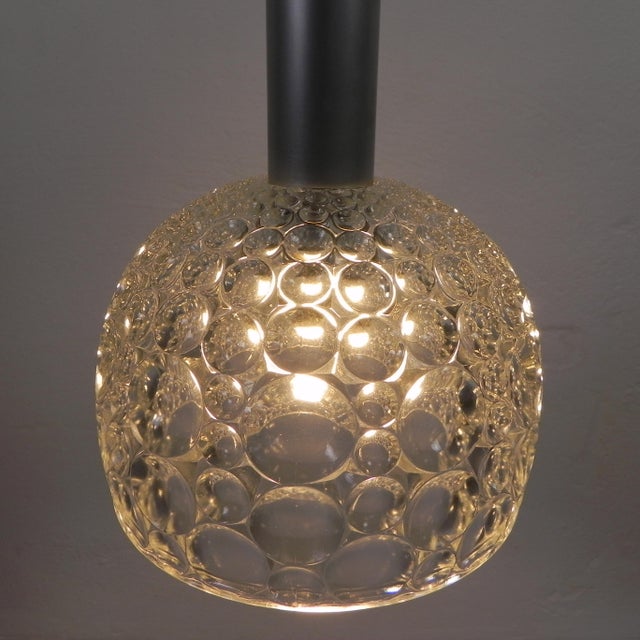 VIntage Pendant Lamp with Glass Shade with Bubble Pattern, 1960s For Sale - Image 3 of 16