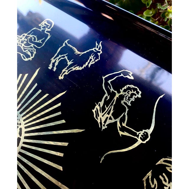Metal Celestial Zodiac Tray Vintage Couroc of Monterey | 12 Astrological Signs | Mid-Century California Design For Sale - Image 7 of 15