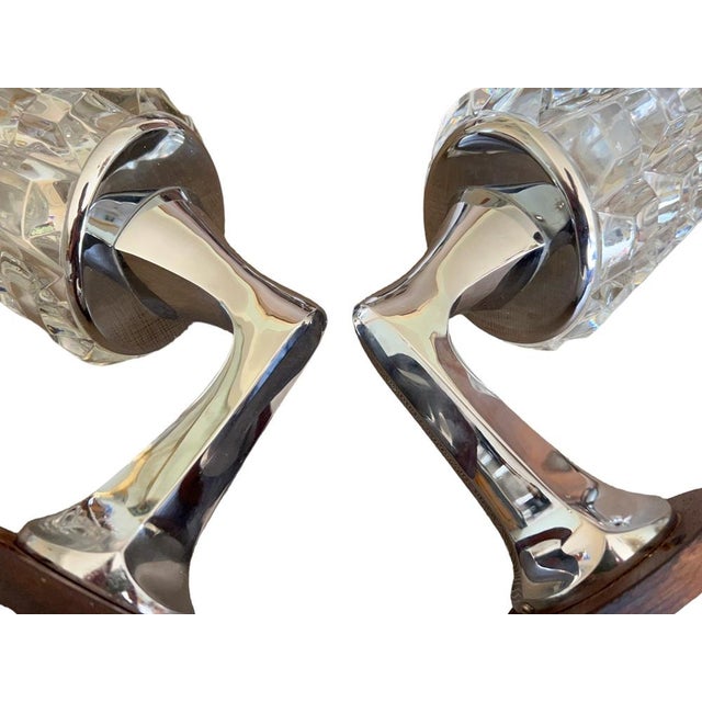 Brutalist Torchiere Wall Lights in Glass with Nickel Frames in the style of Kinkeldey, 1960s, Set of 2 For Sale - Image 13 of 16