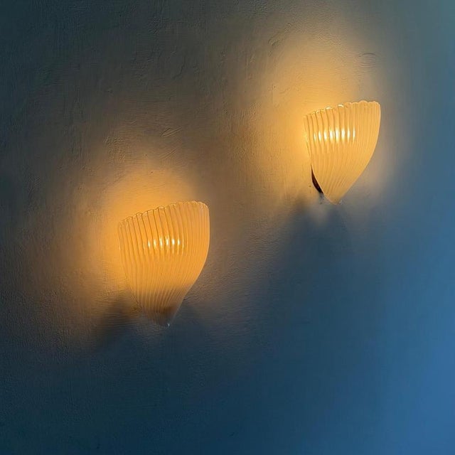 Brown Model 5777 Reticello Wall Sconces attributed to Carlo Scarpa for Venini, 1930s, Set of 2 For Sale - Image 8 of 18