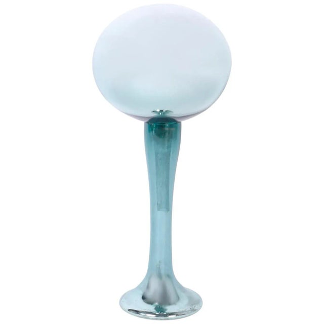 Glass Blue Mercury Glass Gazing Ball For Sale - Image 7 of 7