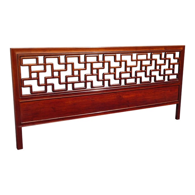 Vintage Chinoiserie Asian Style Queen Headboard by Yin Yin For Sale