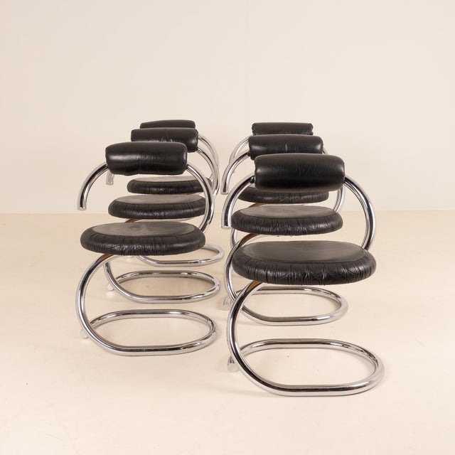 Giotto Stoppino Vintage Cobra Dining Chairs by Giotto Stoppino, 1970s, Set of 6 For Sale - Image 4 of 8
