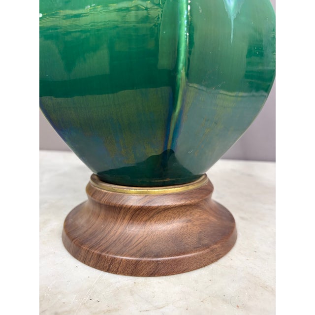 Ceramic 1960s Mid-Century Modern Blue & Green Teardrop Shape Drip Glaze Ceramic Table Lamp For Sale - Image 7 of 7