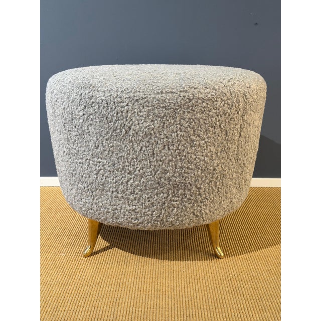 Pair of French Wool Boucle Pouf Dining Stools For Sale - Image 16 of 18