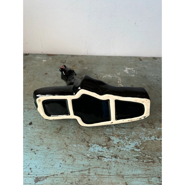 Vintage Ceramic Black Panther on Log Planter For Sale - Image 9 of 11