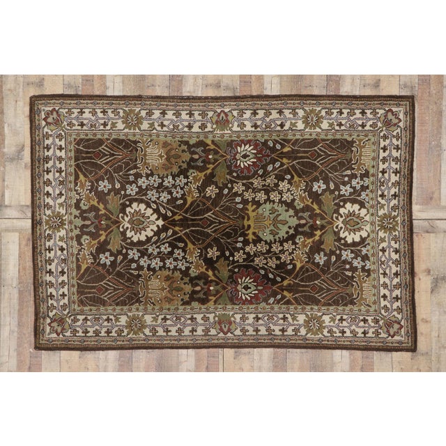 Coffee Vintage Indian Hooked Rug, 05'10 X 08'08 For Sale - Image 8 of 8