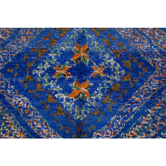 Rug & Kilim Vintage Moroccan Berber Rug With Blue Diamond Design by Rug & Kilim, 1950-1959 For Sale - Image 4 of 9