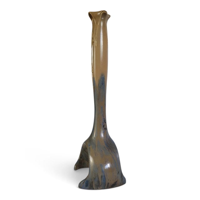 Art Nouveau Vase in Flamed Glazed Stoneware — Pierrefonds This elongated and sinuous piece, characteristic of Art Nouveau,...