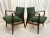 Wonderful authentic labelled vintage Jens Risom armchairs in Walnut frame and upholstered in a sumptuous Rolex green...