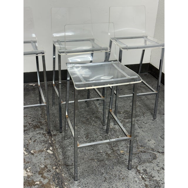 CB2 Cb2 Vapor Clear Acrylic Bar Stools, Set of Four For Sale - Image 4 of 12