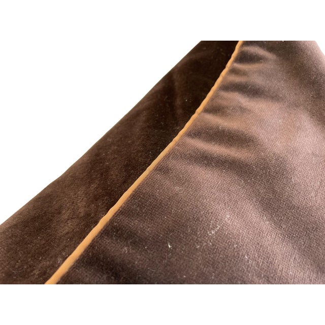 Traditional Brown Velvet Throw Pillow Cover For Sale - Image 3 of 3