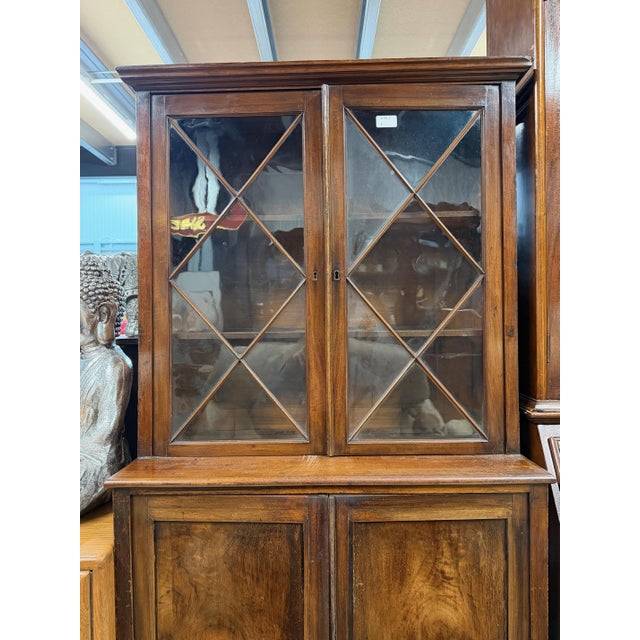 Antique Mahogany Bookcase on Cupboard, 1890s For Sale - Image 10 of 11