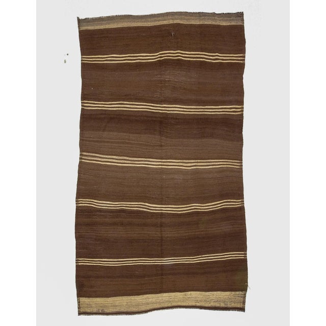 Textile 1960s Vintage Brown Natural Wool Kilim Rug- 5′10″ × 10′4″ For Sale - Image 7 of 7