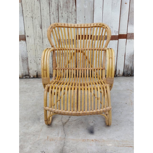 Khaki Set of Vintage Armchair and Table in Rattan by Rohe Noordwolde, 1960s For Sale - Image 8 of 13