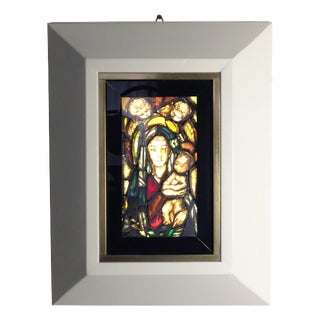 Italian Handmade Backlit Artistic Window with Madonna, Child & Angels, 1960s For Sale