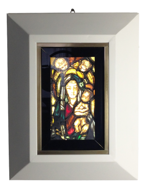 Italian Handmade Backlit Artistic Window with Madonna, Child & Angels, 1960s