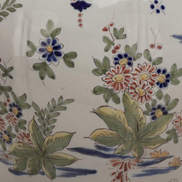 Pair of Antique French Faience Earthenware Lidded Urns For Sale - Image 13 of 14