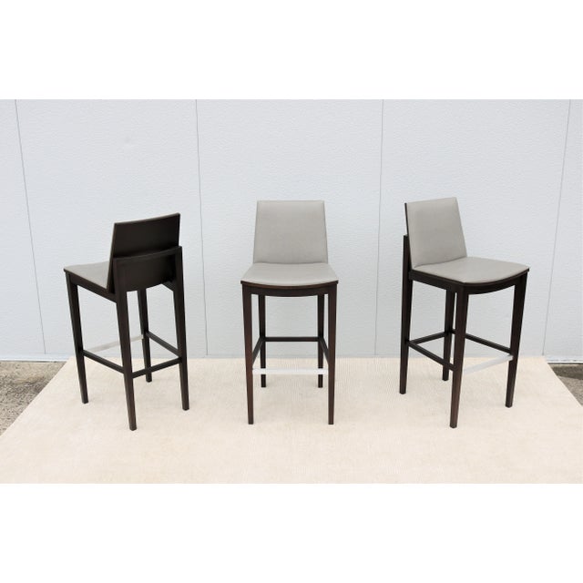 Contemporary Modern Kevin Stark for Hbf Ash Wood Carlyle Barstool, Set of 3 For Sale - Image 13 of 13