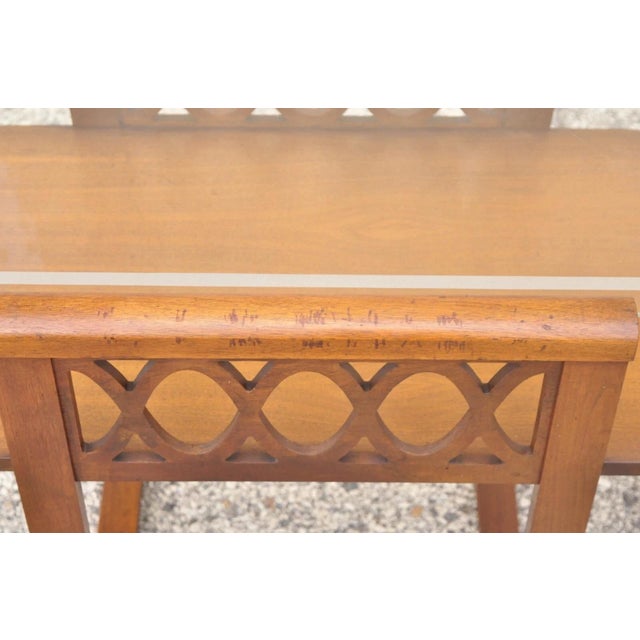 Wood Vintage Mid Century Modern Mahogany & Glass Coffee Table & Pair End Table Set For Sale - Image 7 of 12
