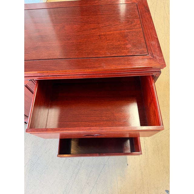 Vintage Chinese Carved Rosewood Dresser With Freestanding Floor Mirror – 2 Pieces For Sale - Image 11 of 18
