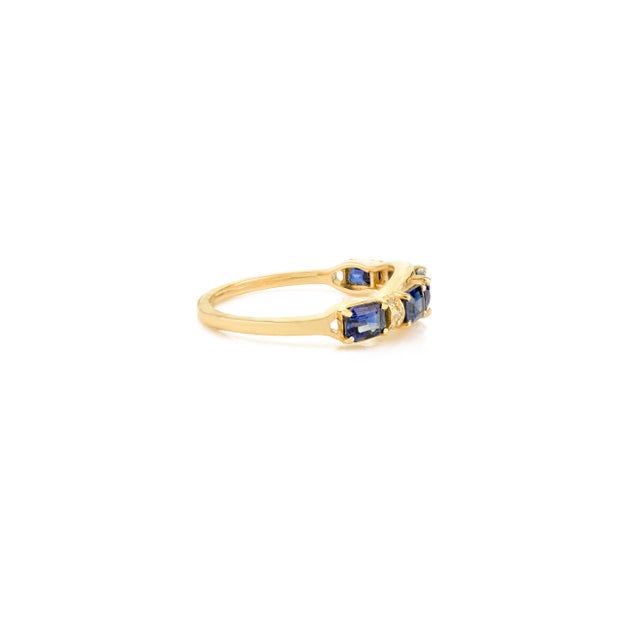 Metal Victorian Revival Blue Sapphire 14k Gold Band Size 6.5 For Sale - Image 7 of 14