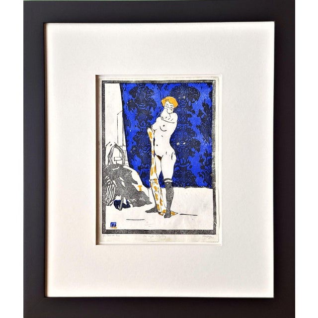 Evarist Adam Weber, Nude, The First Session, 1910, Color Woodcut For Sale - Image 6 of 6