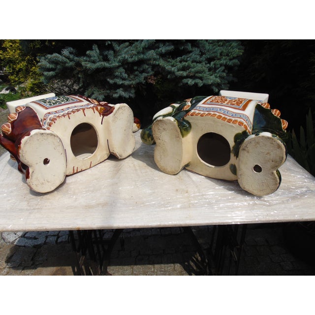Vintage Ceramic Elephant Flower Beds, Set of 2 For Sale - Image 9 of 11