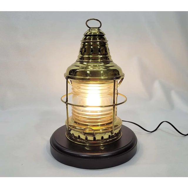 Brass Yacht Lantern with Fresnel Lens For Sale - Image 4 of 7