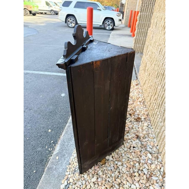 Antique Georgian Syle Single Door Hanging Corner Cabinet For Sale - Image 4 of 18