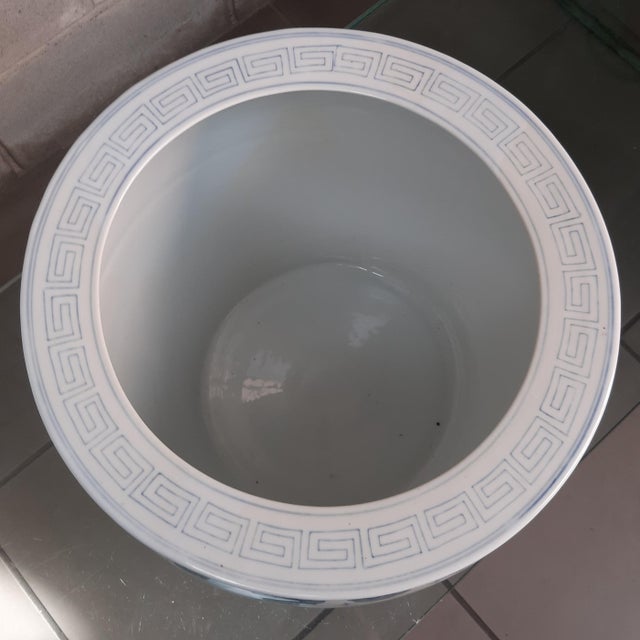 Chinese White and Blue Ceramic Vase with Pink Peonies, 1950s For Sale - Image 4 of 10