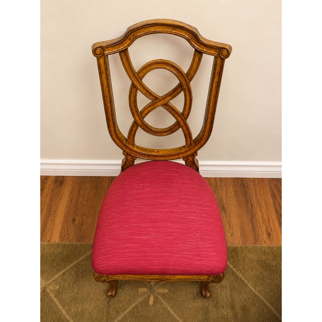 Chestnut Vintage 10-Piece Carved Wood Dining Chair Set - 8 Side Chairs & 2 Upholstered Armchairs For Sale - Image 8 of 12