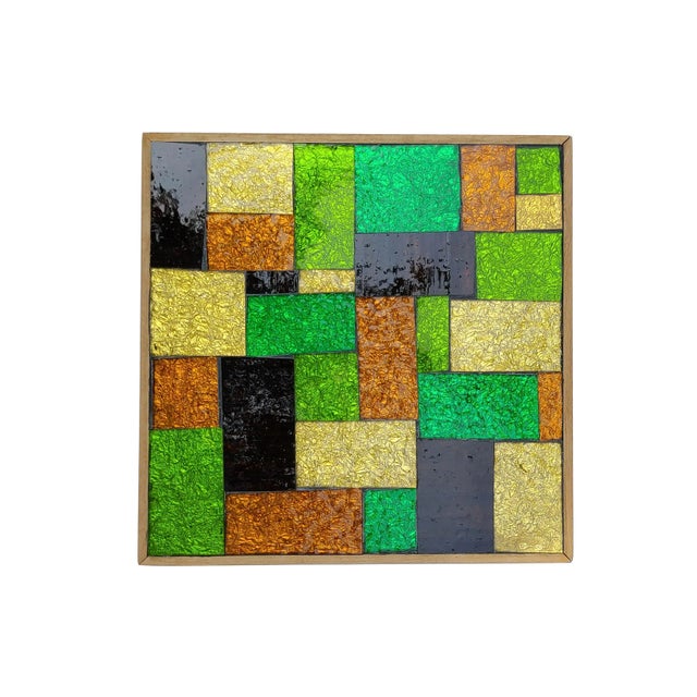 Mid-Century Modern Georges Briard Colorful Mosaic Square Rectangle Glass Crinkled Foil Occasional Table For Sale - Image 3 of 6