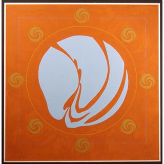 1981 Jack Youngerman "Involute Chinese Orange" Signed Numbered Silkscreen Print For Sale