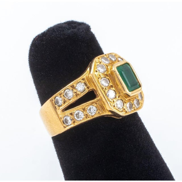 Gold 14k Yellow Gold Emerald & Diamond Ring For Sale - Image 8 of 8