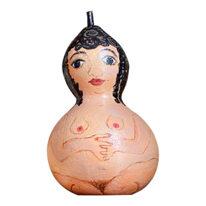 Nude Goddess Gourd Rattle Made & Blessed by Folk Outsider Artist Dixie Lubin