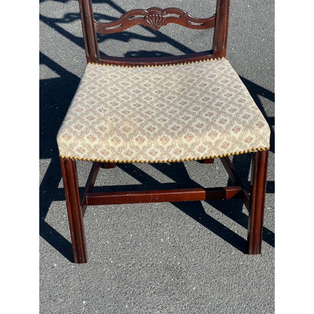 Mid 20th Century Mid 20th Century Pair of Chippendale Style Ribbon Back Chairs With Curved Seats For Sale - Image 5 of 8