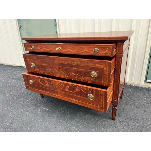 Brown David Michael 18th C. Giuseppe Maggiolini Style Neoclassical Inlaid Chest of Drawers, Italy For Sale - Image 8 of 12