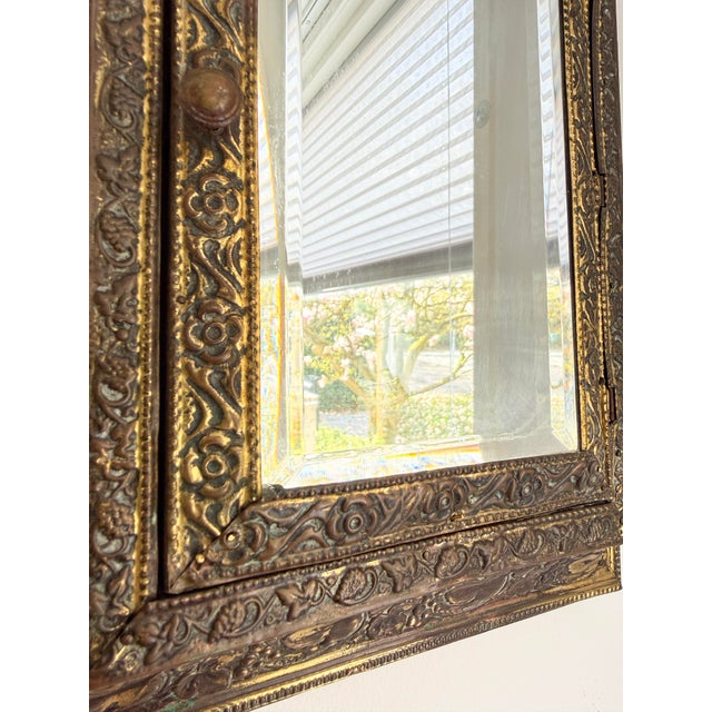 Antique Victorian Wall Cabinet with Beveled Mirror and Brush, Late 19th Century For Sale - Image 9 of 17