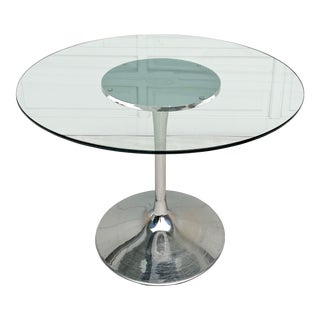 1970's Tulip Chrome and Glass Round Dining Table For Sale