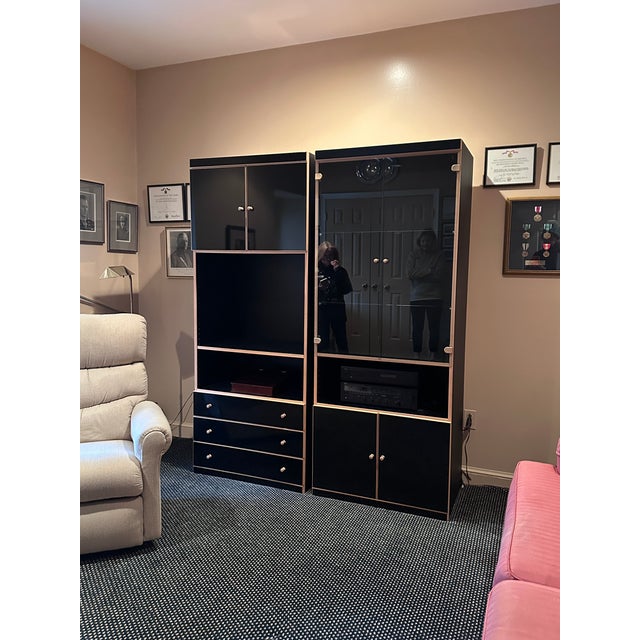 Bauhaus Laminate Wall Unit-two pieces Two tall sleek cabinets from Bauhaus. They provide so much storage in a cool,...